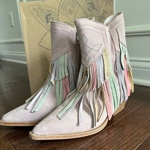 Free People fringe western bootie. Size 9 New in Box